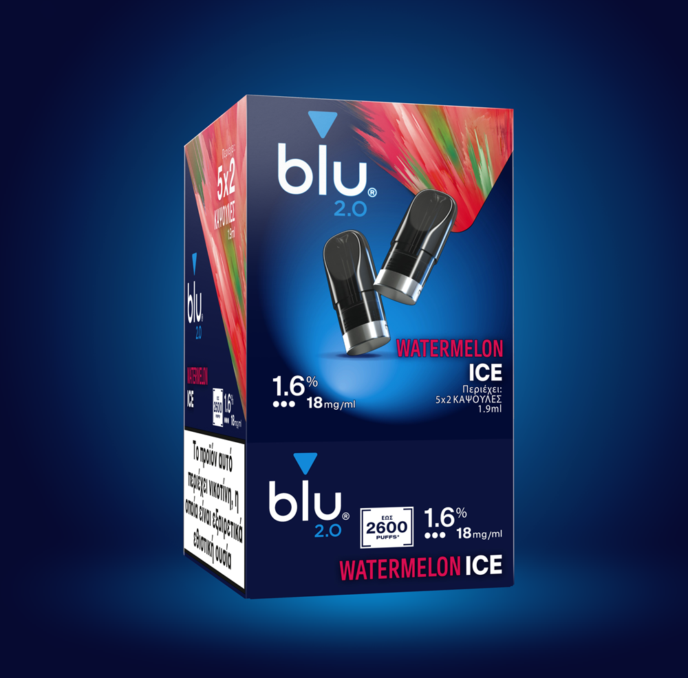 Blu 2.0 Watermelon Ice Vape Pods 18mg | 2 Pack | 2600 Puffs | UK